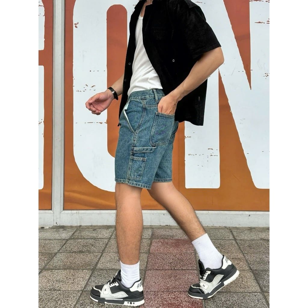 Quần short jean nam thiết kế độc quyền với nhiều túi, dáng thể thao năng động, quần đùi bò thể thao