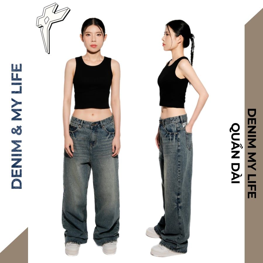 Quần jean nam nữ ống suông rộng DENIM MY LIFE QUẦN DÀI bò unisex mang đậm phong cách cá nhân