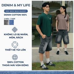 Quần short jean BOX BAG SHORT thiết kế túi hộp lớn phong cách, quần bò đùi unisex cá tính
