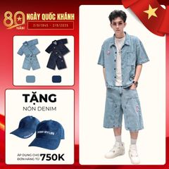 DML x DMH [Deal Độc Quyền]Bộ Short Jeans Denim Cao Cấp Venom Denim Quần Short Baggy Và Áo Form Boxy Denim Thêu - Trẻ Trung năng Động Cá Tính (SDN04)