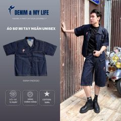 Áo sơ mi tay ngắn DENIM & MY LIFE unisex denim form boxy chất vải denim cotton dày dặn (SM01)