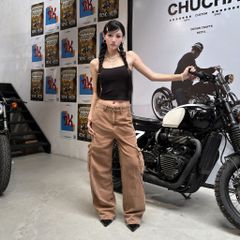 Quần Jeans Ống Rộng Nam Nữ Màu Nâu Đất Style Hàn Quốc, Quần Cargo Pant tôn dáng Denimmylife (QJ22)