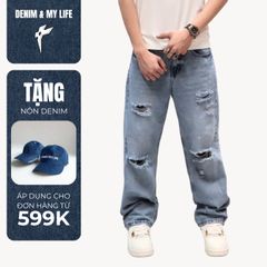 Quần Jeans Rách Gối Dust Fade Cá Tính, Form Ống Suông, Chất Denim Wash Bụi, Streetwear (QJ16.1)
