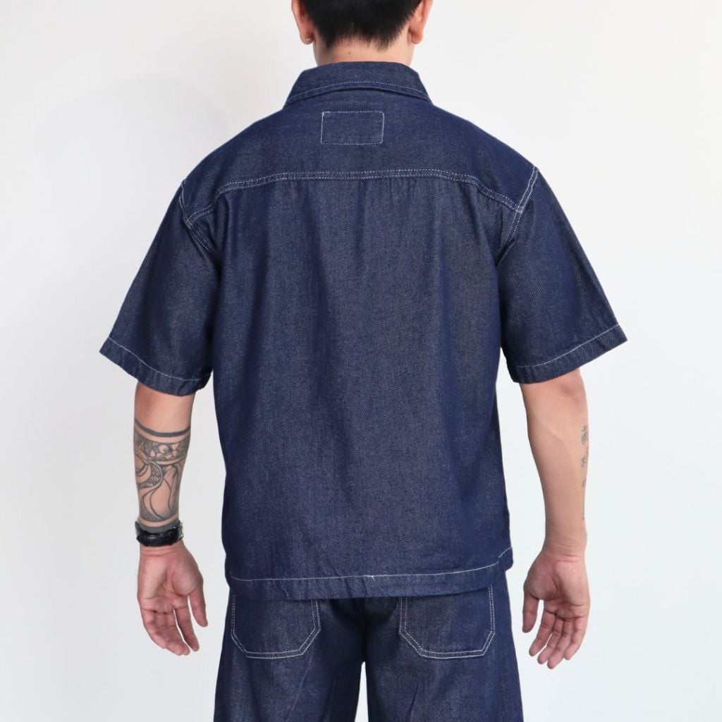 Áo sơ mi DENIM & MY LIFE boxy unisex chất vải denim cotton dày dặn (SM02)