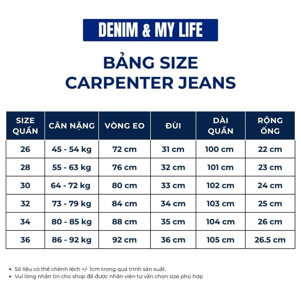 QUẦN CARPENTER JEAN DENIM & MY LIFE , ĐƯỜNG MAY NỔI BẬT, CHẤT DENIM DÀY CHUẨN TREND (QJ18)