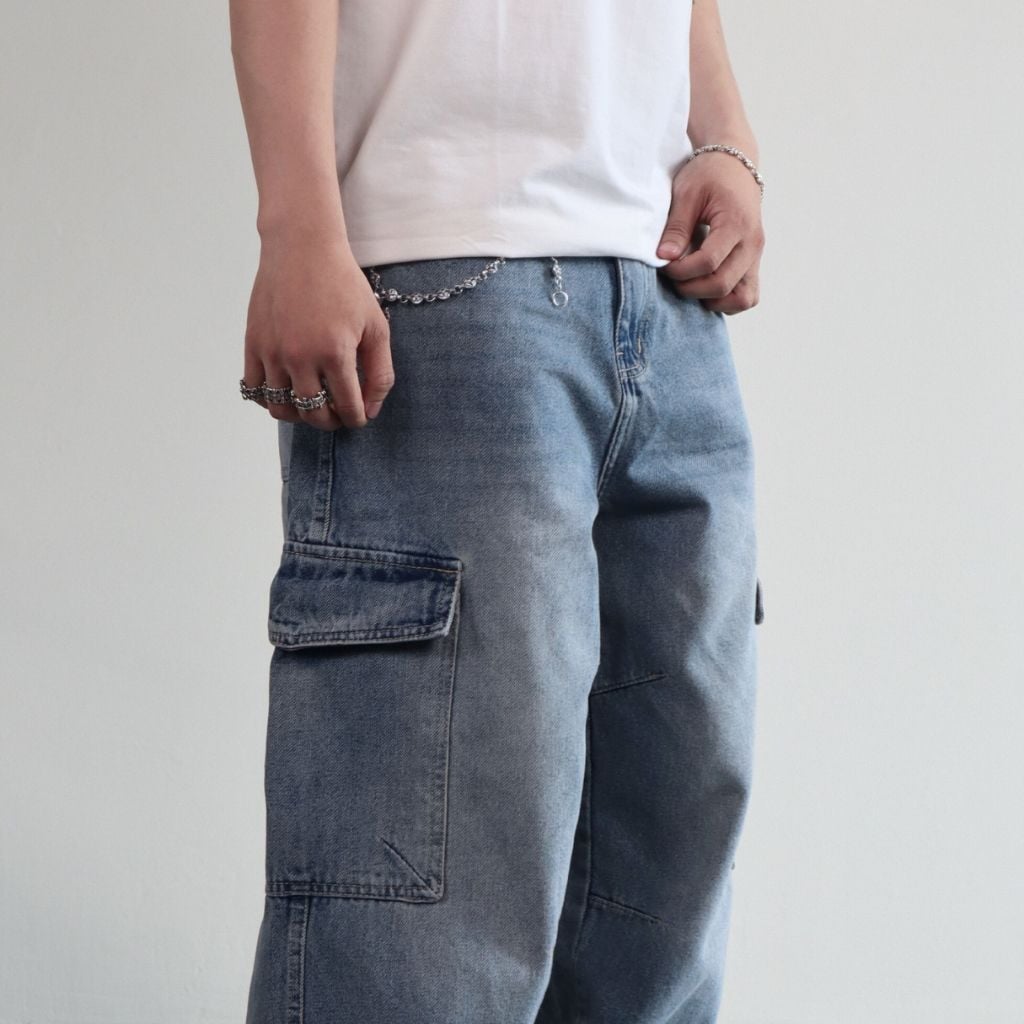 Quần jeans CARGO PANT DENIM & MY LIFE UNISEX BLUE (QJ15)