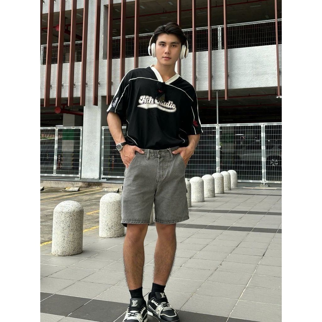 Quần short jean nam thiết kế độc quyền với nhiều túi, dáng thể thao năng động, quần đùi bò thể thao