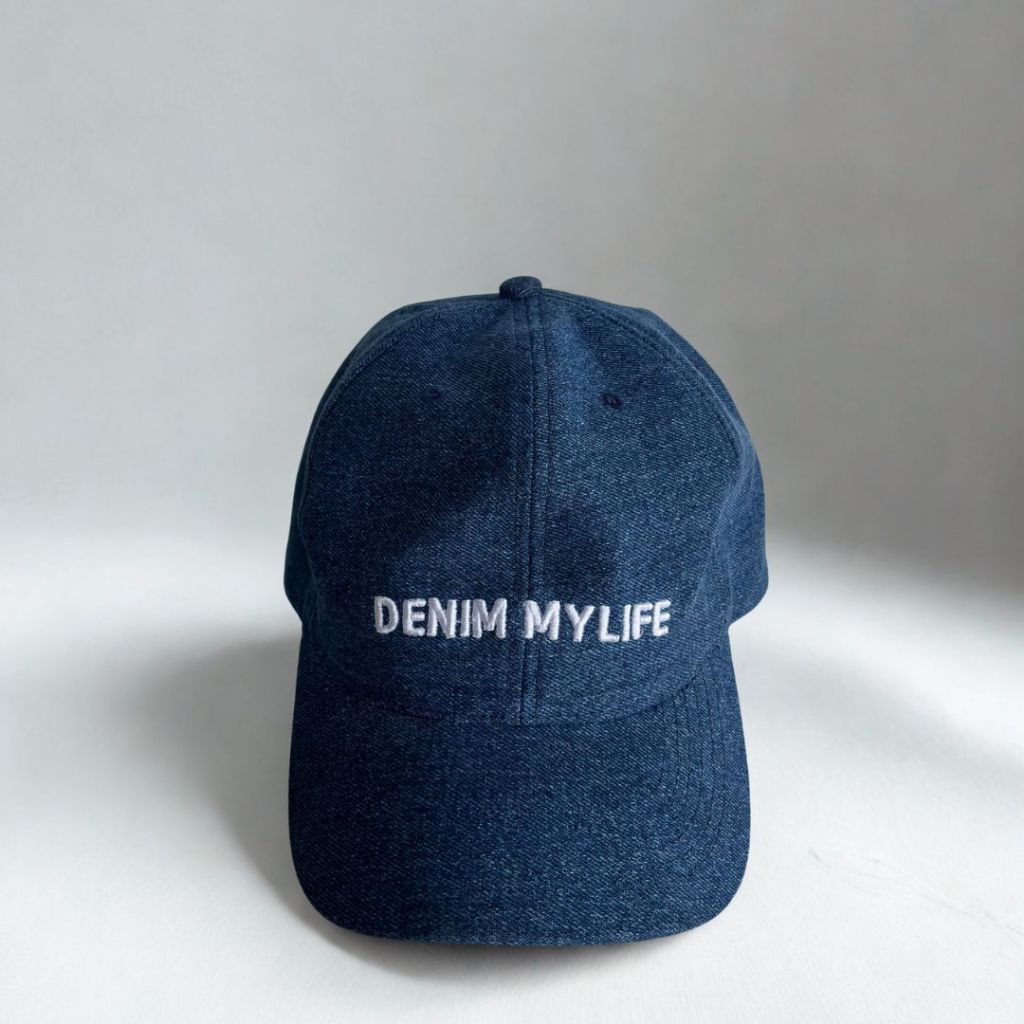(PK01) Nón mũ lưỡi trai denim đứng form, thêu chữ nổi bật - Denim My Life