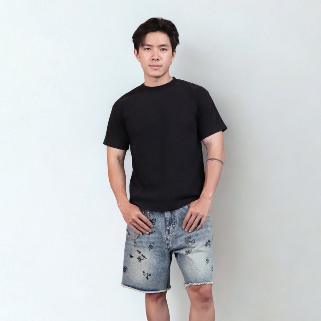Quần Short jeans DENIM & MY LIFE unisex vải denim cotton form relax ngắn trên gối