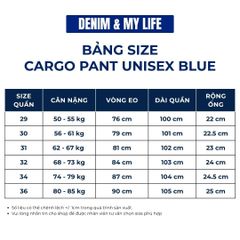 Quần jeans CARGO PANT UNISEX BLUE, ống suông thiết kế túi hộp túi lớn (QJ15)