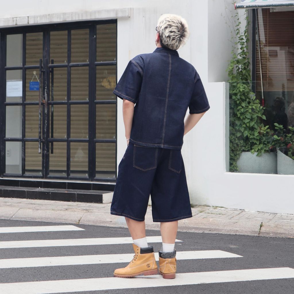 (SDN04) Bộ Short Jean Denim Venom Quần Short Baggy Áo Boxy hình thêu tỉ mỉ vải denim cotton - Denim My Life