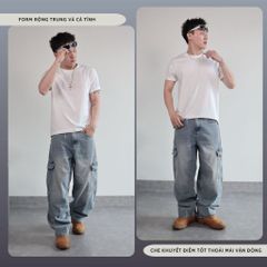 Quần jeans CARGO PANT DENIM & MY LIFE UNISEX BLUE (QJ15)