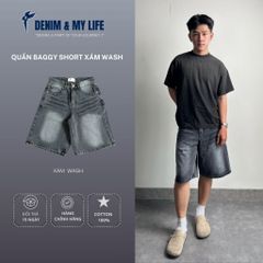 Quần Short Baggy Denim Wash Xám Khói DENIM MY LIFE (QSJ08)