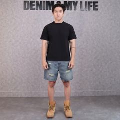 Quần Short Jeans DENIM & MY LIFE unisex wash rách, vải denim cotton dày dặn (QSJ05)
