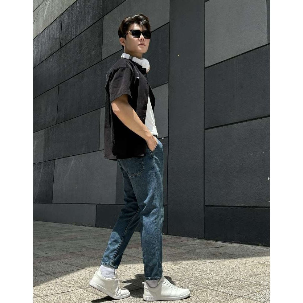 Quần jean nam lưng chun 3 màu basic dáng fit chân, quần bò từ sợi cotton denim dày dặn, bền bỉ