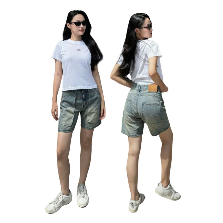 Quần jean SHORT DENIM BIG POCKET unisex thiết kế độc quyền dáng ngắn trên gối