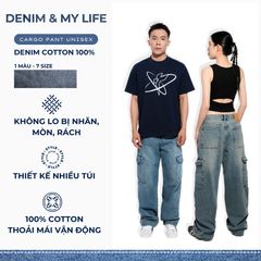 Quần jean CARGO PANT UNISEX ống suông thiết kế túi hộp túi lớn, quần bò dài nam nữ cá tính