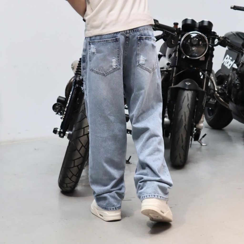 Quần Jeans Rách Gối Dust Fade Cá Tính, Form Ống Suông, Chất Denim Wash Bụi, Streetwear (QJ16.1)