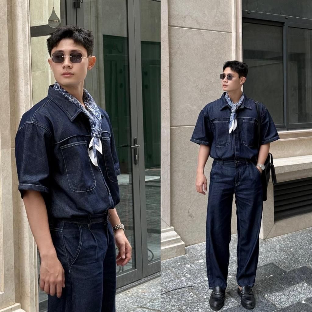 Quần Jeans DENIM & MY LIFE nam ống suông vải denim cotton (QJ13)