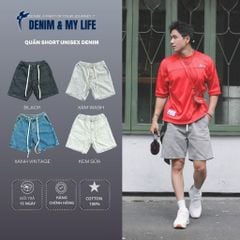 Quần Short Jeans DENIM & MY LIFE UNISEX Nam Nữ Denim Cotton Cao Cấp