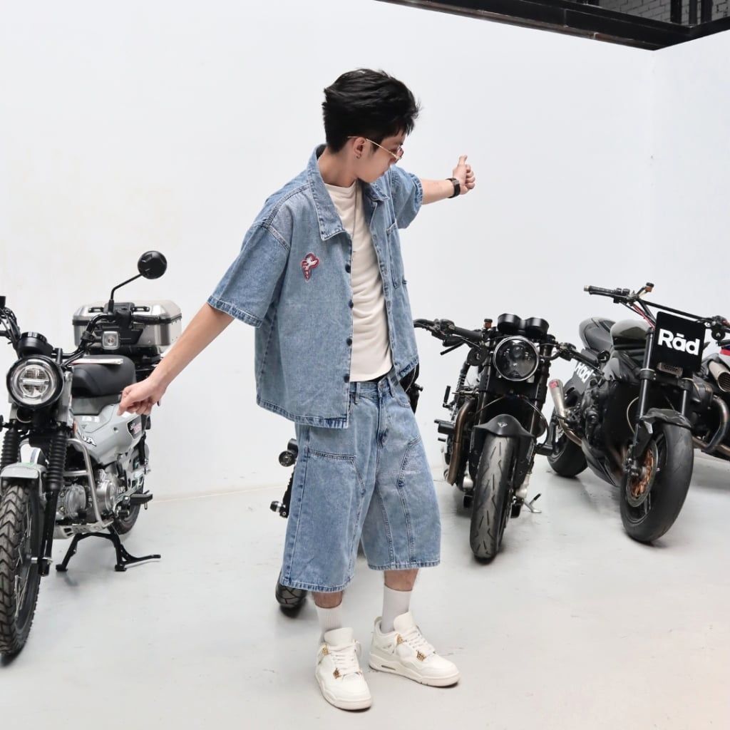 Bộ Short Jeans Denim Venom DENIM & MY LIFE Form Boxy Denim Thêu (SDN04)
