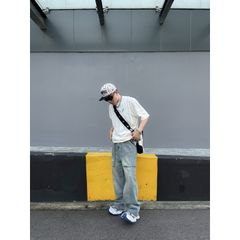 Quần jean suông unisex DENIM BIG POCKET PANTS 2 màu xanh đen 100% cotton dày dặn