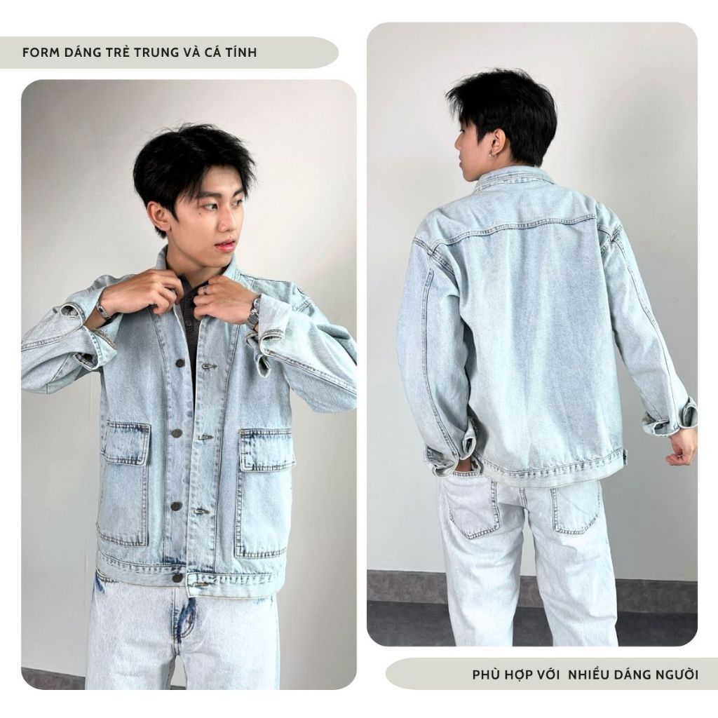 URBAN LIGHT BLUE JACKET, Denim Nam Nữ Phong Cách Streetwear Trẻ Trung Cá Tính (AJ20)