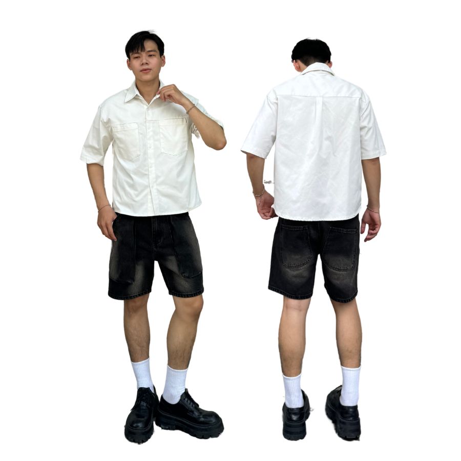 Quần jean SHORT DENIM BIG POCKET unisex thiết kế độc quyền dáng ngắn trên gối