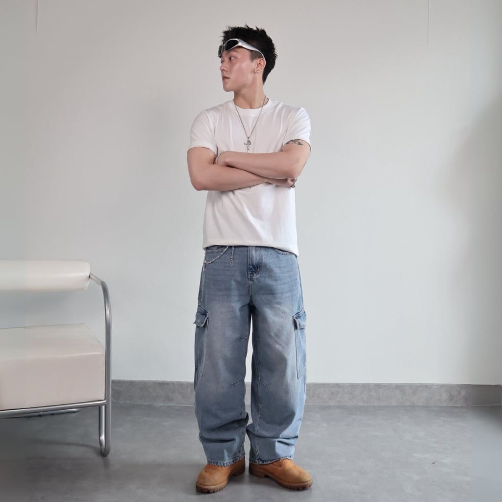 Quần jeans CARGO PANT DENIM & MY LIFE UNISEX BLUE (QJ15)