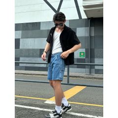 Quần short jean nam thiết kế độc quyền với nhiều túi, dáng thể thao năng động, quần đùi bò thể thao