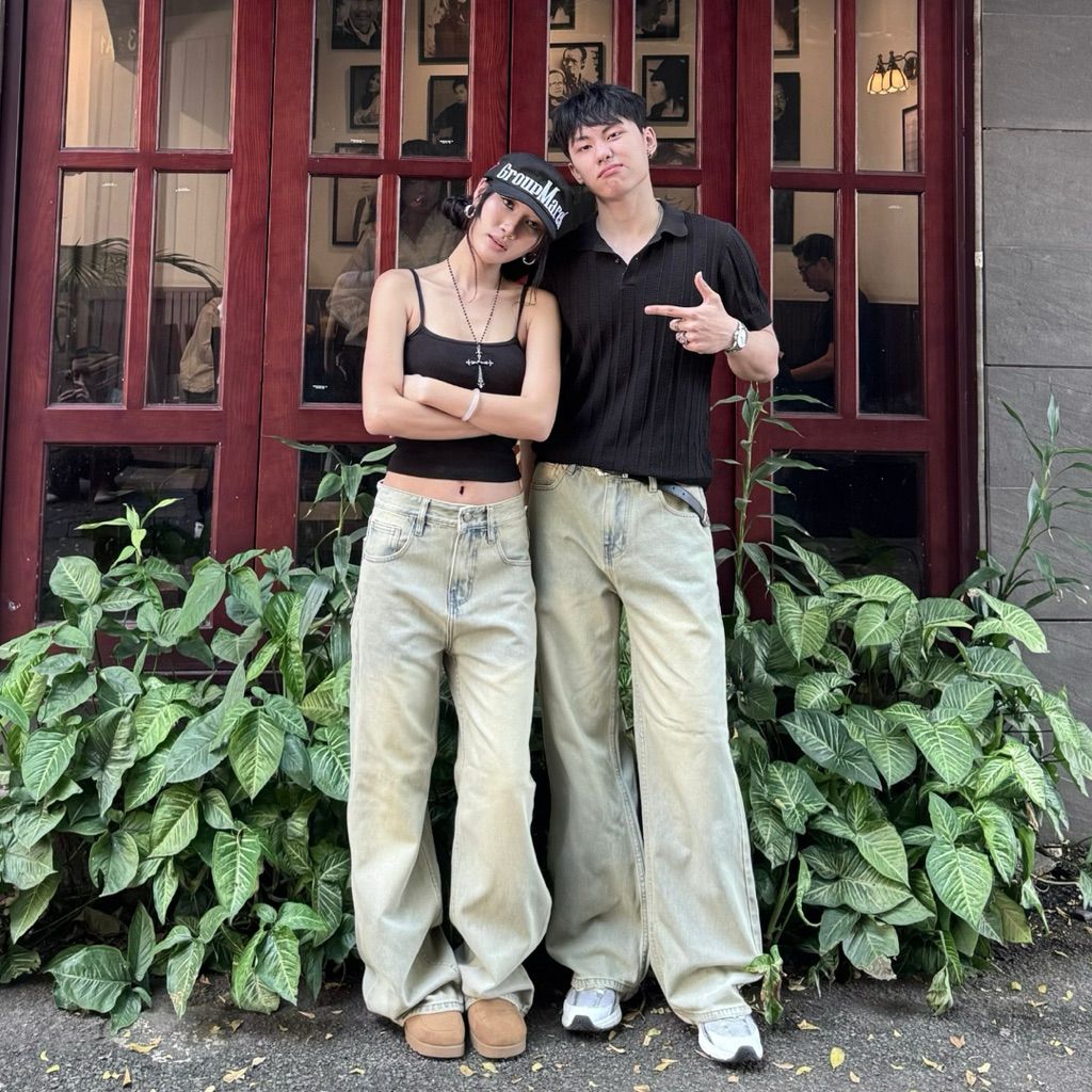 Quần Jeans Wide Leg Unisex Wash Bạc Ống Rộng DENIM MY LIFE (QJ23)