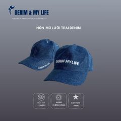 (PK01) Nón mũ lưỡi trai denim đứng form, thêu chữ nổi bật - Denim My Life
