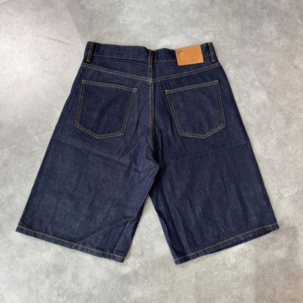 Quần short jean DENIM & MY LIFE unisex chất vải denim cotton hình thêu tỉ mỉ  (QSJ02)