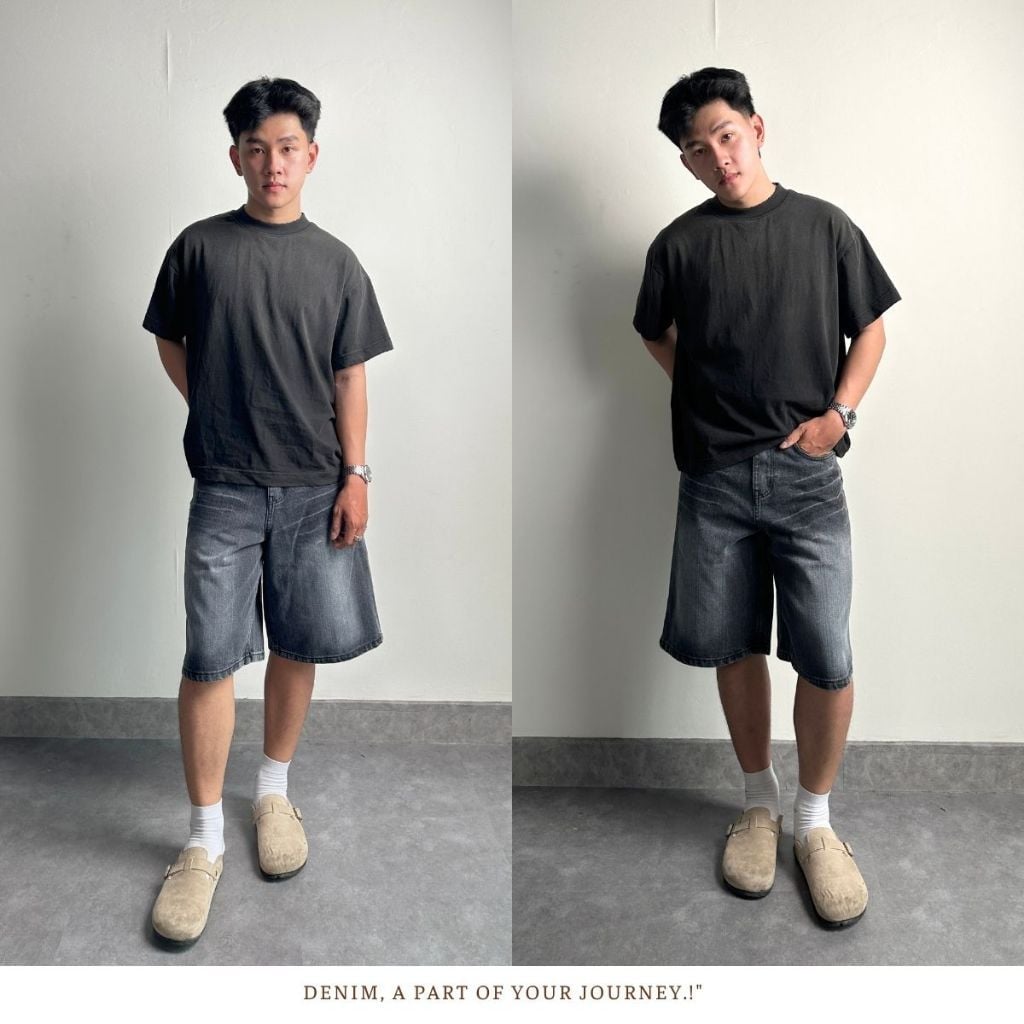 Quần Short Baggy Denim Wash Xám Khói DENIM MY LIFE (QSJ08)