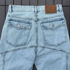 Quần jean nam phối viền DENIM & MY LIFE túi nắp ống suông streetwear, Straight Jean