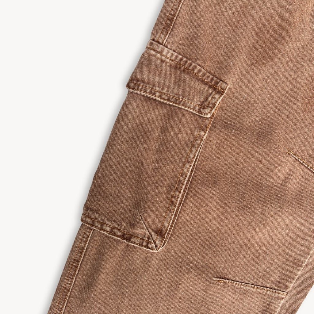 Quần Jeans Ống Rộng Nam Nữ Màu Nâu Đất Style Hàn Quốc, Quần Cargo Pant tôn dáng Denimmylife (QJ22)