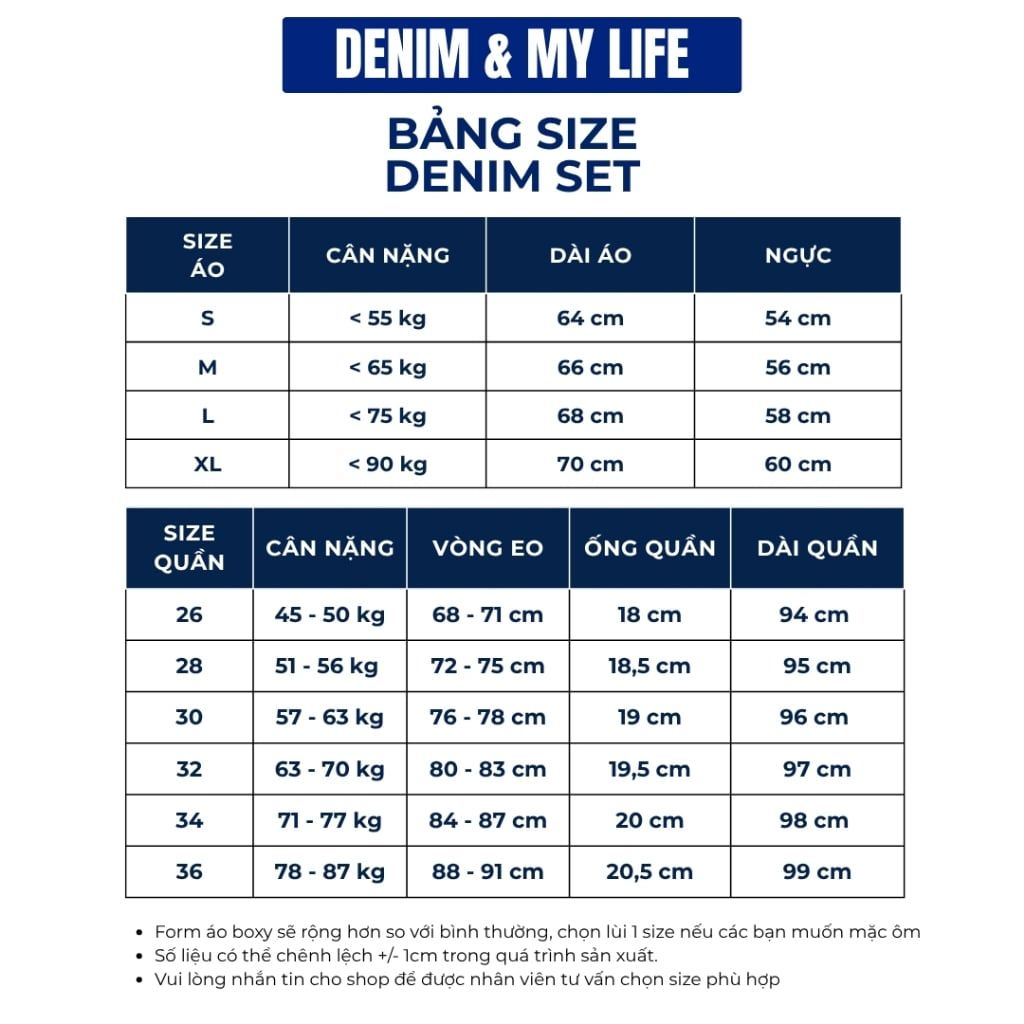 Bộ Jeans Denim SUPER LIGHT AND COOL DENIM & MY LIFE  Chất Denim Cotton Cao Cấp