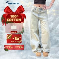 Quần Jeans Wide Leg Unisex Wash Bạc Ống Rộng DENIM MY LIFE (QJ23)