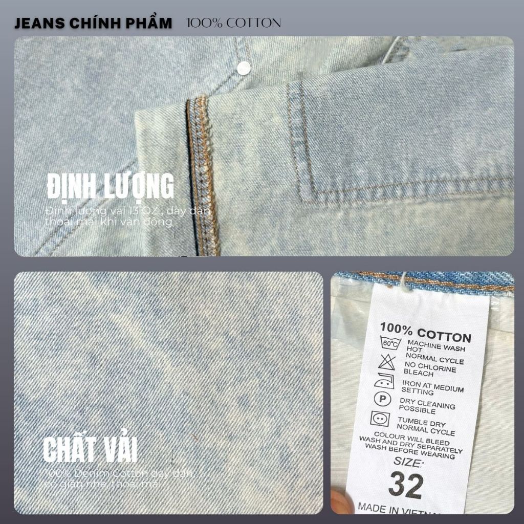 Quần jeans Double Knee DENIM & MY LIFE Chất Denim Cotton cao cấp ,form suông (QJ03)