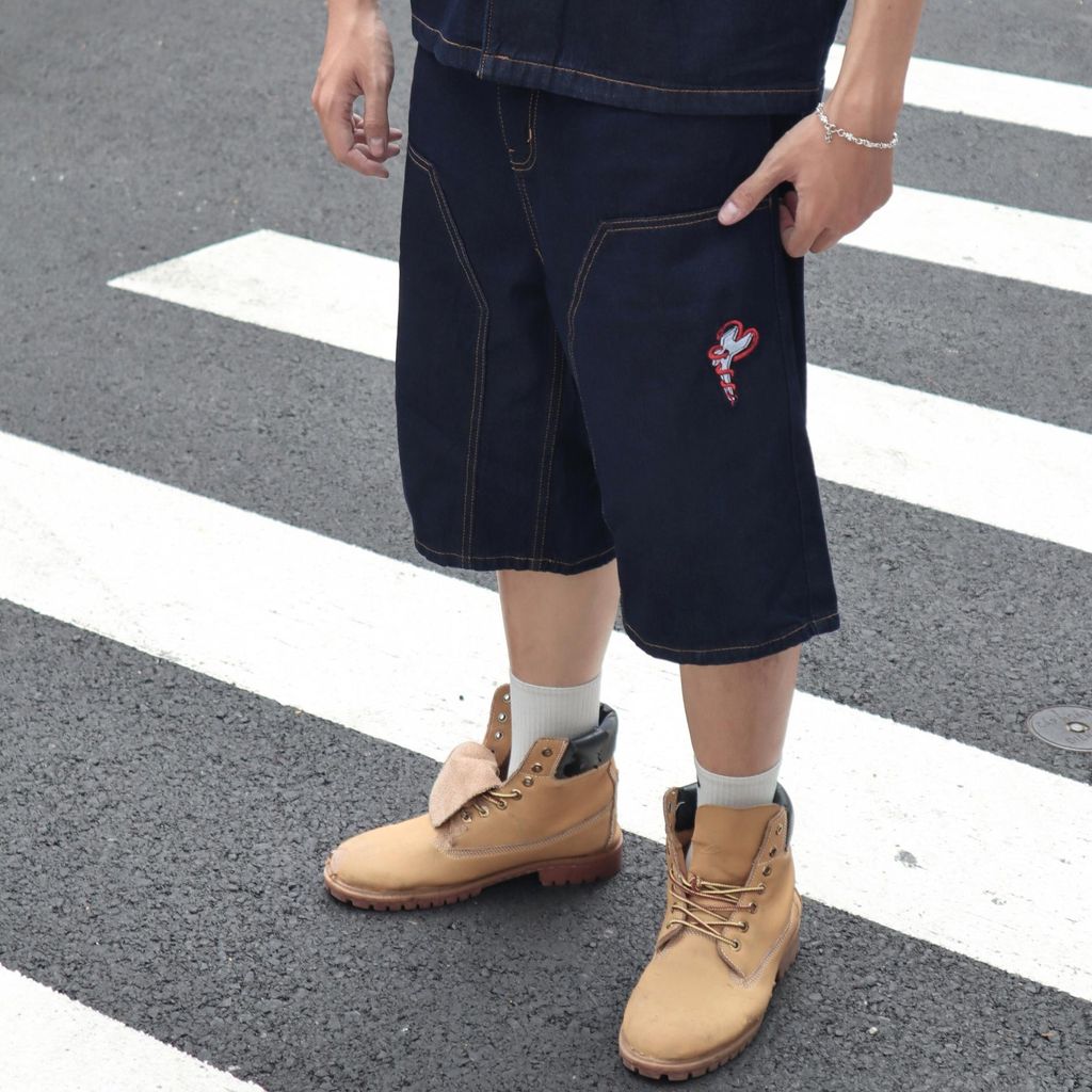 (SDN04) Bộ Short Jean Denim Venom Quần Short Baggy Áo Boxy hình thêu tỉ mỉ vải denim cotton - Denim My Life