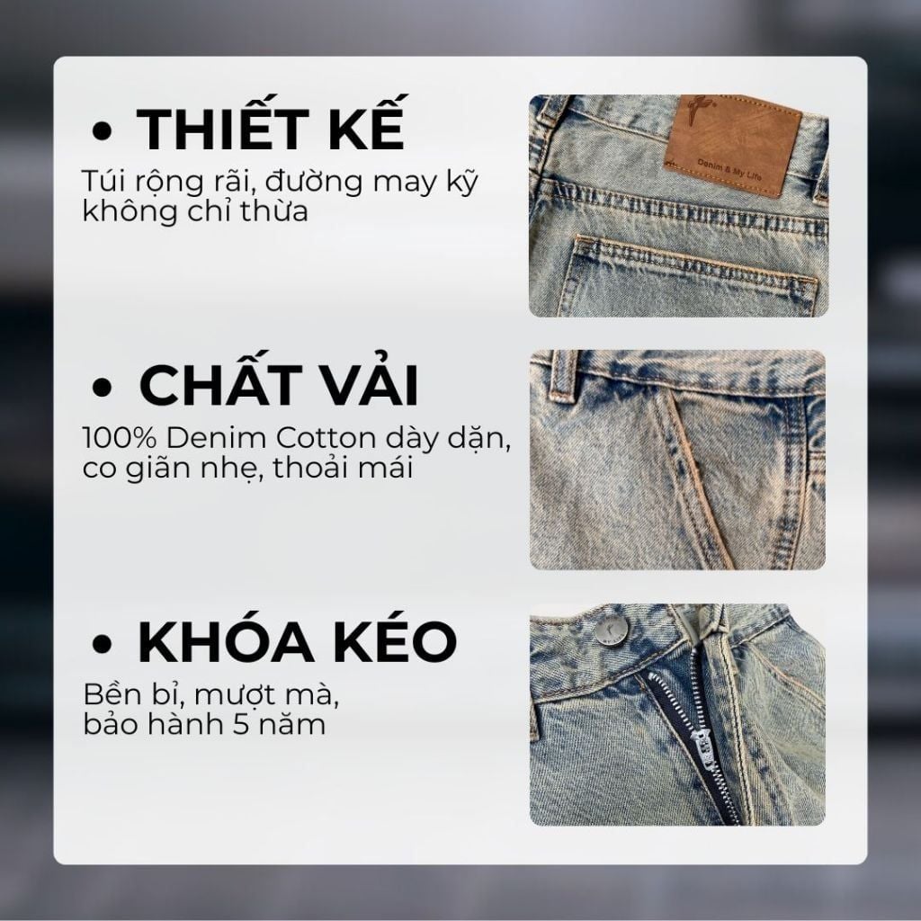 QUẦN CARPENTER JEAN DENIM & MY LIFE , ĐƯỜNG MAY NỔI BẬT, CHẤT DENIM DÀY CHUẨN TREND (QJ18)