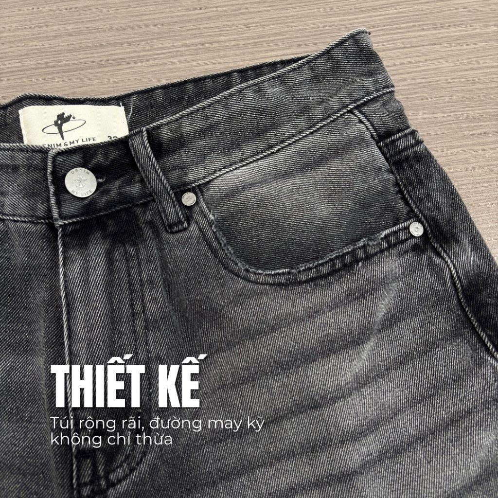 Quần Short Jeans DENIM & MY LIFE unisex wash rách, vải denim cotton dày dặn (QSJ05)