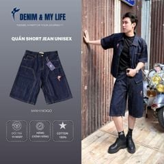 Quần short jean DENIM & MY LIFE unisex chất vải denim cotton hình thêu tỉ mỉ  (QSJ02)