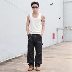 QUẦN CARPENTER JEAN, FORM BAGGY ỐNG SUÔNG, ĐƯỜNG MAY NỔI BẬT, CHẤT DENIM DÀY CHUẨN TREND (QJ18