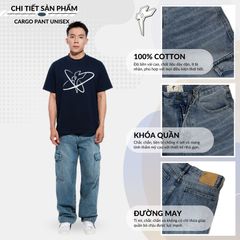 Quần jean CARGO PANT UNISEX ống suông thiết kế túi hộp túi lớn, quần bò dài nam nữ cá tính