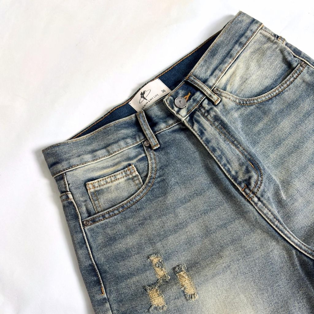Quần Jeans Stone Wash DENIM & MY LIFE Nam Nữ Series Form Loose Fit (QJ21)