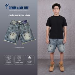Quần Short jeans DENIM & MY LIFE unisex vải denim cotton form relax ngắn trên gối