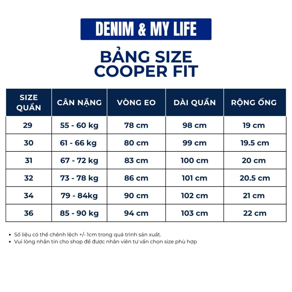 Quần Jeans Nam Form Cooper Fit DENIM & MY LIFE Chất Denim Cotton Cao cấp, Dày Dặn (QJ02)