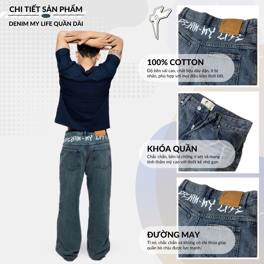 Quần jean nam nữ ống suông rộng DENIM MY LIFE QUẦN DÀI bò unisex mang đậm phong cách cá nhân