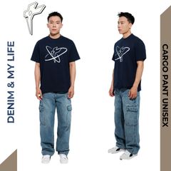 Quần jean CARGO PANT UNISEX ống suông thiết kế túi hộp túi lớn, quần bò dài nam nữ cá tính